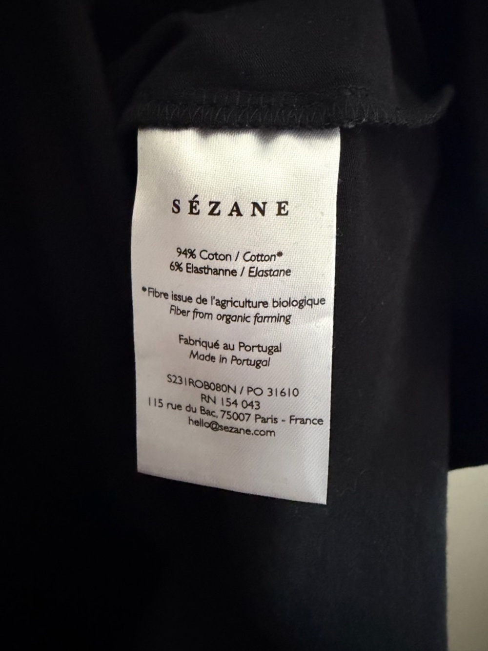 Sezane Black robe Pippa courte Short-Sleeve Tie-Waist Mini Dress - Picture 7 of 9